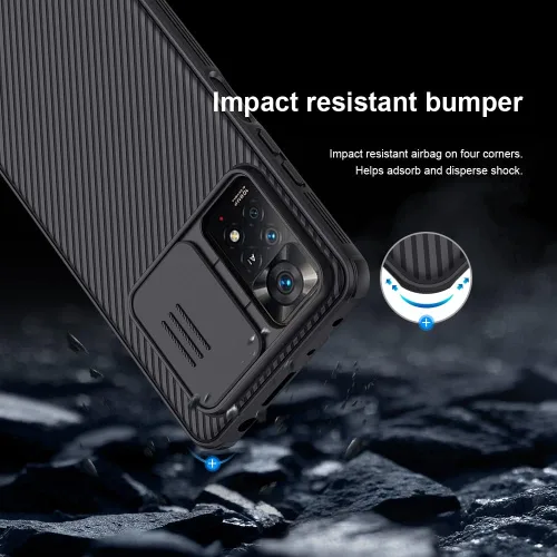Vista 3 de Funda para Xiaomi Redmi Note 11 Pro con cubierta de cámara, parte trasera delgada de policarbonato duro y funda de parachoques suave Protección