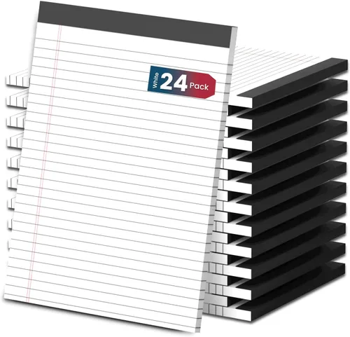 Vista 14 de 3 paquetes de blocs de notas legales blancos de 8.5 x 11 pulgadas, blocs de notas de rayas anchas, blocs de escritura con líneas microperforadas, 30