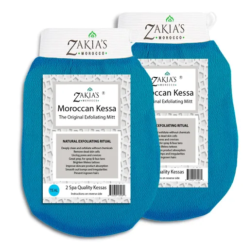Vista 14 de Guantes exfoliantes originales Kessa, paquete económico (2 unidades), color beige, microdermoabrasión en casa, elimina la piel muerta no deseada