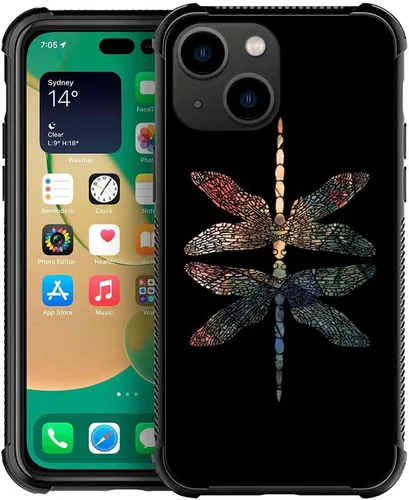 Vista 48 de ZHEGAILIAN Funda compatible con iPhone 14, funda de munición AK 47, parte trasera de vidrio templado+funda protectora de TPU de silicona suave