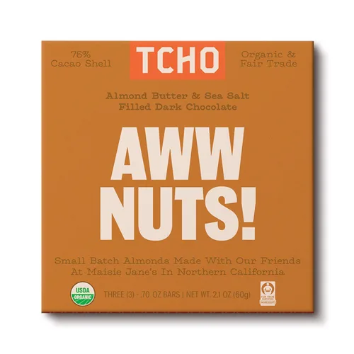 Vista 8 de TCHO Aww Nuts! Barras de chocolate negro 75% (paquete de 3) A base de plantas, orgánicas y de comercio justo, sin OMG, sin lácteos, veganas, sin