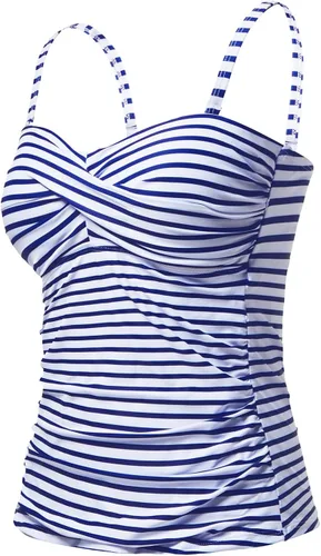 Vista 2 de Holipick Parte superior tankini para mujer, traje de baño bandeau con control de abdomen, solo sin parte inferior