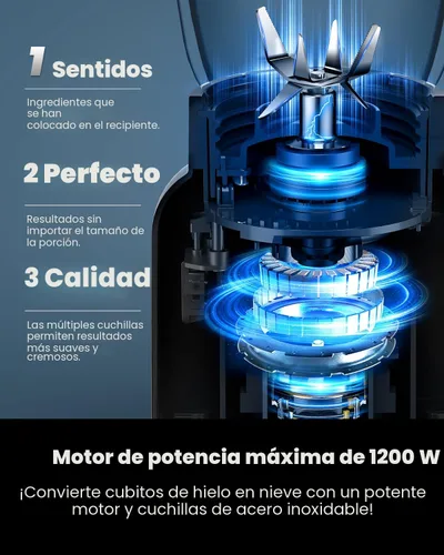 Vista 2 de GDOR Licuadora profesional de 1200 W con 5 programas inteligentes Licuadora de encimera de alta velocidad para batidos y batidos, tarro de vidrio