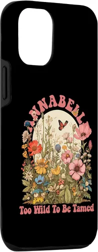 Vista 3 de Funda con nombre de ANNABELLE para iPhone 14, diseño retro de flores silvestres para niñas
