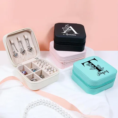 Vista 8 de SLML Joyero personalizado Organizador de joyas personalizado con nombre personalizado para niñas, organizador de joyas de viaje personalizado