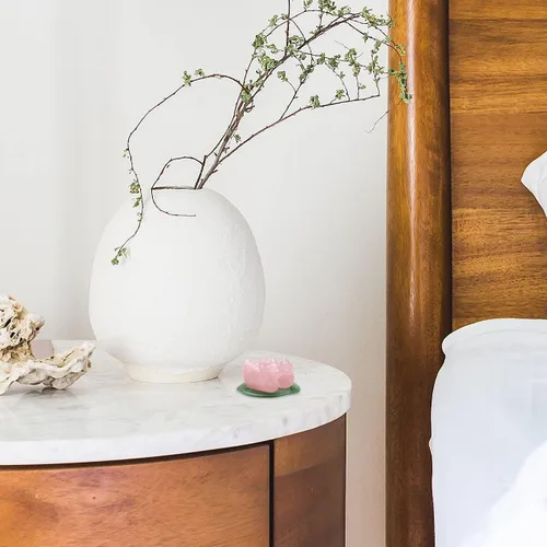 Vista 6 de Jovivi Figura de cuarzo rosa natural, patos mandarinas, Feng Shui, cristal de amor, pájaros en hoja de loto para amor y romance, (hombre y mujer)