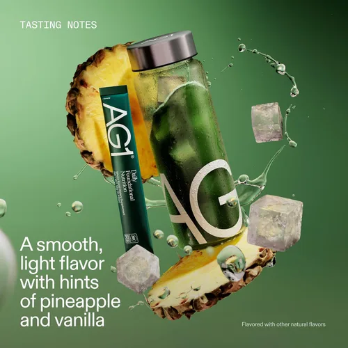 Vista 3 de AG1 Greens - Suplemento en polvo Mejora la salud intestinal Multivitamínico, probiótico, sin gluten, vegano y apto para keto 75 vitaminas