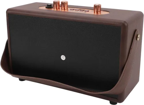 Vista 8 de Altavoz portátil retro, altavoz vintage de piel sintética con 10 W x 2 altavoces duales, tiempo de reproducción de 8 horas de duración, entrada