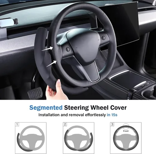 Vista 7 de Funda para volante para Tesla Model 3 (2017-2023) / Modelo Y (2020-2024), antideslizante, agarre cómodo, transpirable, accesorios personalizados