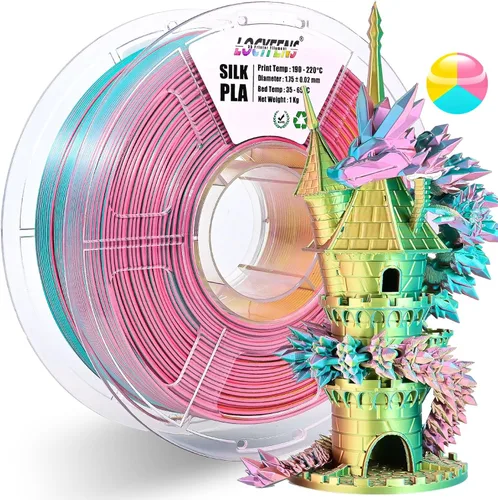 Vista 26 de Filamento para Impresora 3D PLA, Filamento PLA Arcoíris 1.75mm +/-0.02mm, Filamento PLA de Seda de Doble Color, Paquete de Filamento 3D Coextruido 2