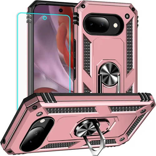 Vista 16 de Yiakeng Funda para Google Pixel 7: con protector de pantalla, fundas protectoras de grado militar con soporte de anillo de dedo para Pixel 7