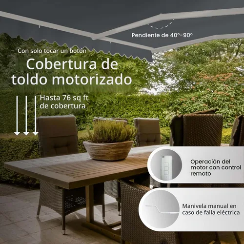 Vista 2 de Toldo Aleko retráctil, motorizado, para patio Gris