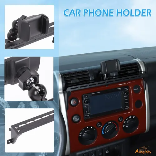 Vista 7 de Soporte para teléfono de automóvil compatible con Toyota FJ Cruiser 2007-2021+, soporte para panel de instrumentos, soporte para teléfono celular