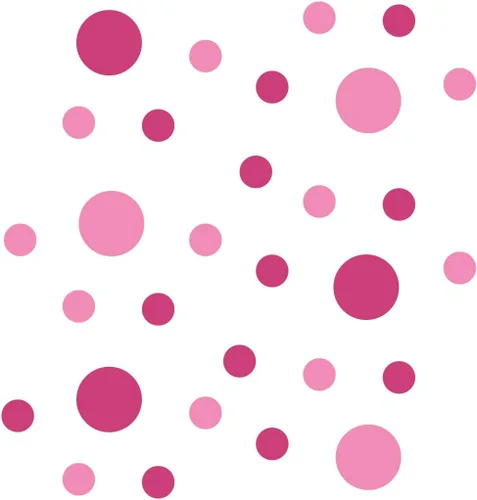 Vista 3 de Decal Venue - Juego de 30 calcomanías de vinilo para pared, diseño de círculos rosas y rosas intensos