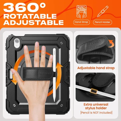 Vista 3 de SEYMAC stock Funda protectora para iPad Air de 11 pulgadas M3 2025/M2 2024 (Air 7ª/6ª generación), funda resistente con protector de pantalla