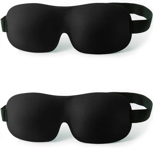 Vista 9 de Máscara para dormir 3D con los ojos vendados, de espuma viscoelástica HD, extremadamente cómoda y ligera de llevar (venda 1 negro)