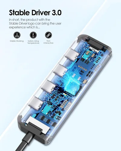 Vista 7 de LENTION Hub USB C de 4 puertos con cable largo de 2 pies, adaptador multipuerto USB C Hub 4 x tipo C 3.2 10Gbps, divisor USBC de carga PD de 100 W