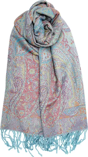 Vista 35 de Achillea Bufanda reversible de pashmina con estampado paisley – Chales y envolturas indios exóticos para vestidos de noche, festivales, todas
