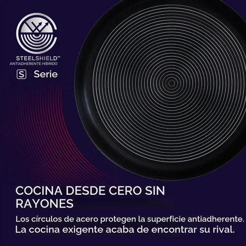 Vista 3 de Circulon Juego de sartén/sartén de acero inoxidable con tecnología SteelShield Hybrid inoxidable y antiadherente
