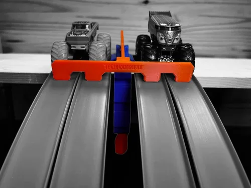 Vista 8 de Garra de Pista de Camiones Monstruo con Puerta de Arranque de 4 Carriles (Pista NO Incluida) Compatible con Pista de Hot Wheels (Azul/Naranja)