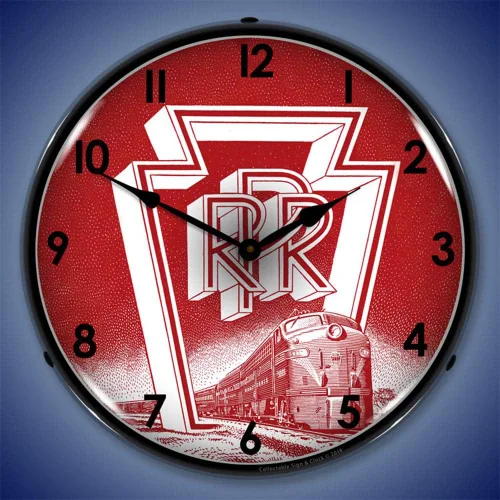 Vista 2 de Pennsylvania Railroad Reloj de pared LED, Retro/Vintage, iluminado, 14 pulgadas