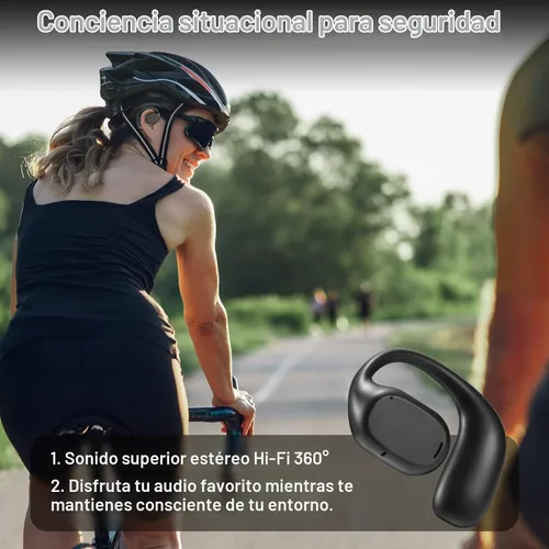 Vista 6 de Auriculares de oído abierto VG332, auriculares de conducción de aire Bluetooth 5.3, 16 horas de tiempo de reproducción, controladores dinámicos Negro