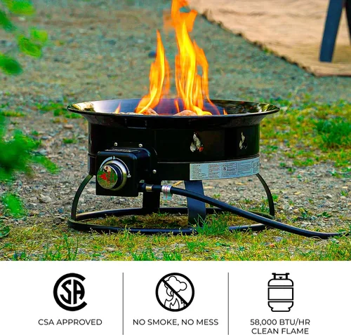 Vista 4 de Outland Living - Chimenea de propano portátil de 19 pulgadas, 58,000 BTU de gas sin humo Perfecta para camping, patio, jardín, tailgating