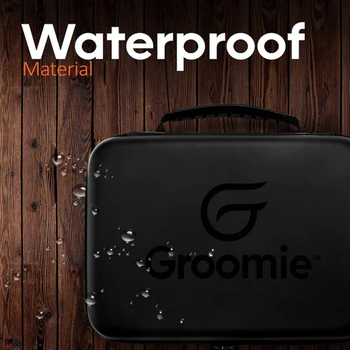Vista 3 de Groomie BaldiePro - Funda de viaje negro Kit de afeitado organizador de viaje para hombres Elegante funda rígida portátil para llevar sobre