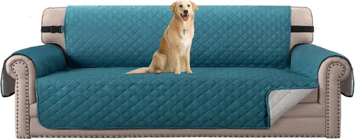 Vista 26 de H.VERSAILTEX Funda de sofá resistente al agua para sofá de 3 cojines, reversible, protector de muebles acolchado con correa elástica, funda de sofá