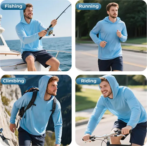 Vista 6 de ProtectX Sudadera ligera de manga larga con protección solar de alta visibilidad, UPF 50+ de secado rápido, camisa SPF UV, ropa activa