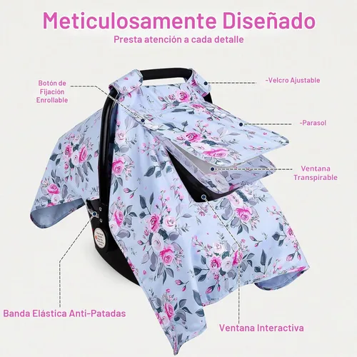 Vista 3 de Funda para Asiento de Coche para Bebé, Fundas para Asiento de Coche para Bebé con 2 Capas, Ventanas Transpirables, Funda para Asiento de Coche