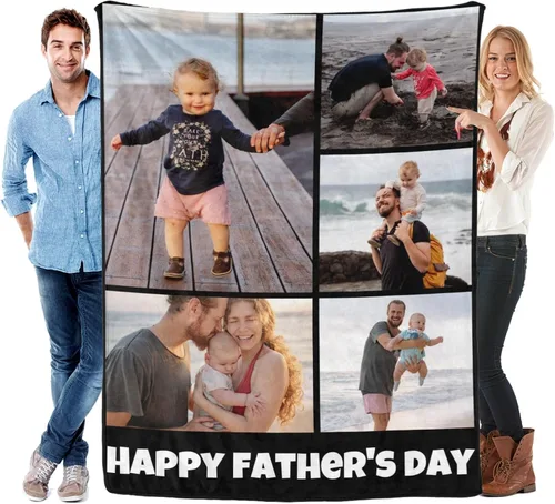 Vista 15 de Manta personalizada para el día del padre con foto, regalos personalizados para papá, papá, abuelo, papá, cumpleaños, Navidad