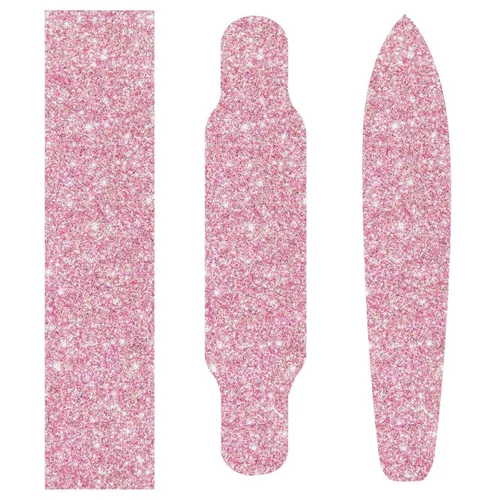 Vista 5 de Kigai Cinta de agarre para patineta con purpurina rosa, sin burbujas, antideslizante, papel de lija para tabla rodante, 33 x 9 pulgadas