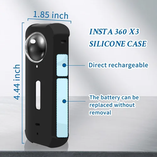 Vista 4 de Kit de accesorios protectores para cámara Vasgather para Insta 360 X3 Incluye cubierta protectora de silicona/Protectores de pantalla/Estuche