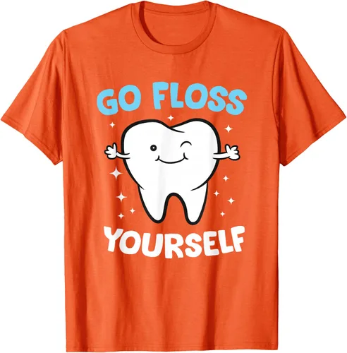 Vista 78 de Camiseta higienista dental, asistente dental, Go Floss Yourself dentista, Negro, S
