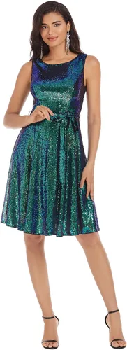 Vista 2 de GRACE KARIN - Vestido vintage sin mangas, con escote barco y cinturón, vestido de té