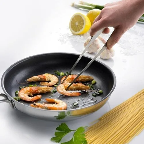 Vista 6 de Pinzas de cocina de acero inoxidable de grado alimenticio de 12 pulgadas, puntas dentadas, pinzas de cocina de precisión con mango ergonómico