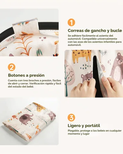 Vista 5 de Funda de asiento de coche para bebé, fundas de asiento de coche infantil Beige