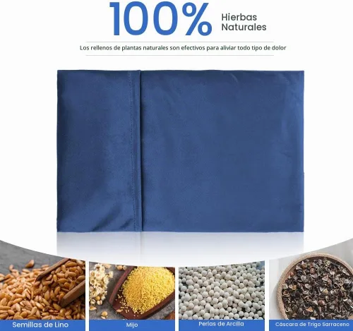 Vista 2 de Almohadilla térmica para microondas de 8 x 12 pulgadas, almohadilla térmica para cuello y hombros, almohadilla térmica húmeda para rodilla Azul