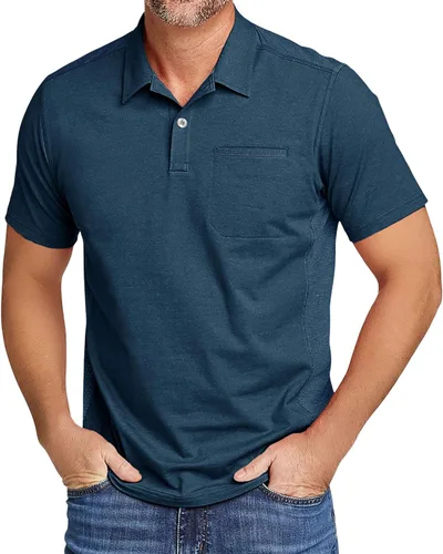 Vista 40 de V VALANCH Polo de golf de manga corta para hombre, estilo casual, con cuello que absorbe la humedad