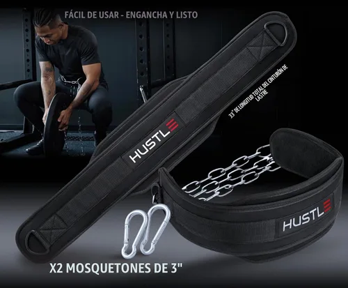 Vista 5 de Cinturón de inmersión con cadena para levantamiento de pesas, cadena de cinturón de acero de 42 pulgadas, soporte de espalda acolchado de 7
