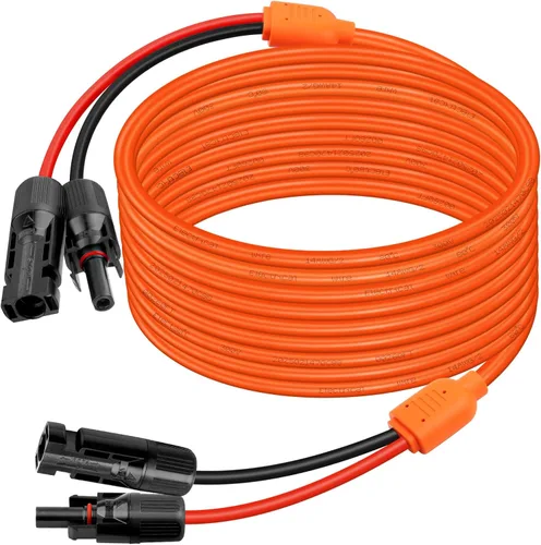 Vista 10 de XRDS -RF Cable de extensión solar de 5 pies, cobre estañado de 14AWG con conectores de panel solar, cables de derivación rojo y negro de 10AWG