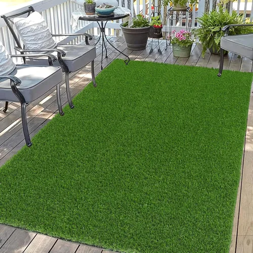 Vista 16 de Bsmathom Alfombra de césped artificial, interior/exterior, césped artificial para patio, balcón y jardín, 2 x 6 pies