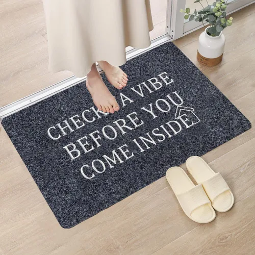 Vista 5 de Door mat Outside Entrace,Check YA VIBLE Before You Come Inside Front Funny Door Mat Rubber Backing Non Slip Welcome Mats Entryway Embroidered