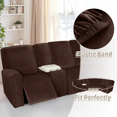 Vista 564 de Arfntevss Fundas de sofá seccional reclinable de terciopelo, Funda de sofá seccional de esquina para sofá reclinable, Funda elástica suave