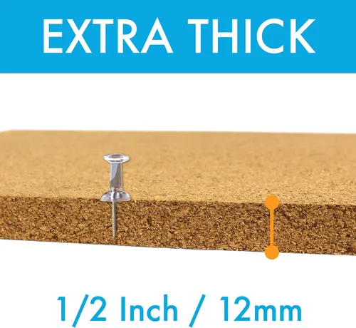 Vista 5 de Azulejos cuadrados de corcho de 12 x 12 pulgadas con parte trasera autoadhesiva, 1/2 pulgada de grosor, mini tablones de anuncios de pared
