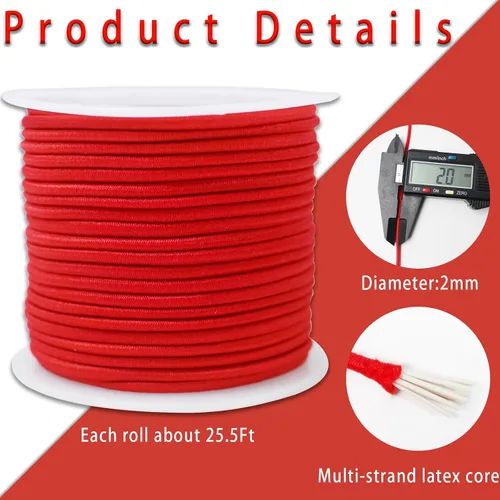 Vista 2 de Surtido de 12 rollos de cuerda elástica de colores de 0.079 in, 300 pies, cuerda elástica redonda con cuentas pequeñas para poni, cuentas