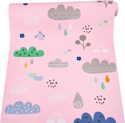Vista 12 de Revestimiento de estante azul arcoíris nube autoadhesiva para cajón de papel de dibujos animados decoración de pared para dormitorio, cajas