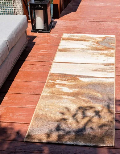 Vista 12 de Unique Loom - Alfombra colección de círculos abstractos, de transición para interiores y exteriores, beige, Polipropileno, Marrón/Gris