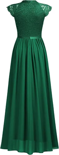 Vista 6 de Miusol Vestido largo formal sin mangas de encaje floral para dama de honor para mujer